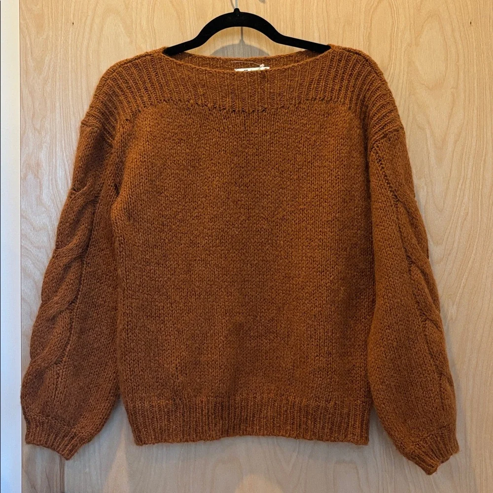 Madewell Cable Knit Sweater Alpaca Blend Brown Size Small - Picture 3 of 7